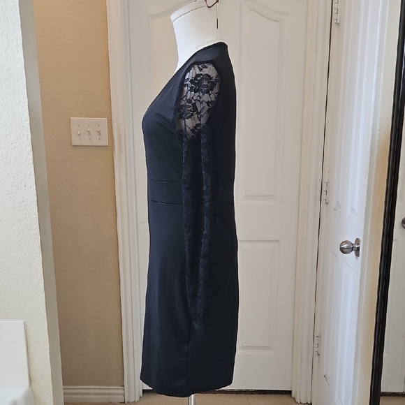 SHEIN Elegant Solid Long Sleeve Bodycon Dress Sheer Panel And Sleeves Size M - Picture 5 of 8